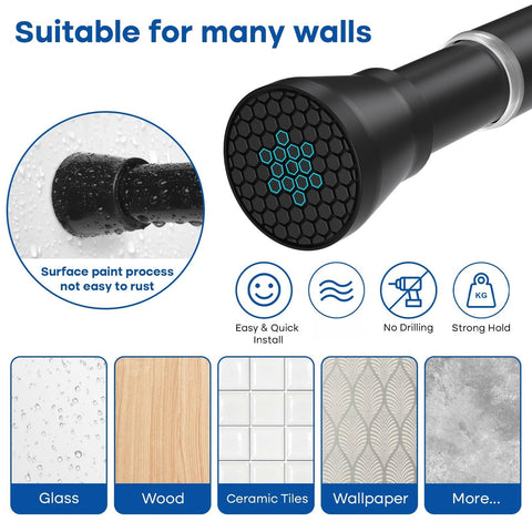 QINGYUN heavy-duty steel rod supports curtains up to 20 pounds