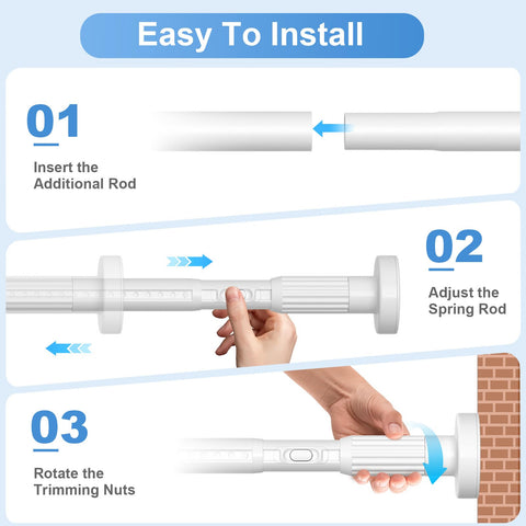 QINGYUN adjustable length rod fits tile, glass, drywall, and wood walls