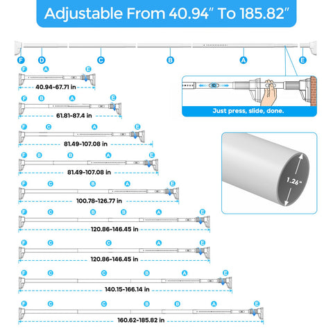 QINGYUN tension rod one touch adjustment enables quick, tool free length changes.