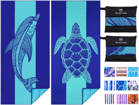 Qinqinamu 2-pack towels unfolded, oversized 71x32, pool and travel ready.