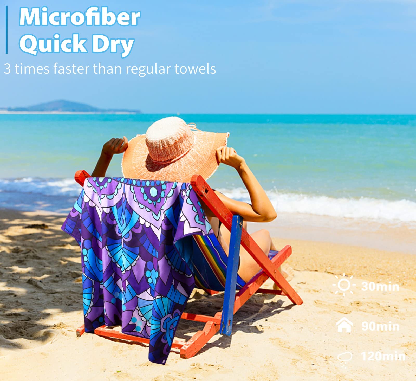 Qinqinamu versatile towel used as blanket for beach or picnic.