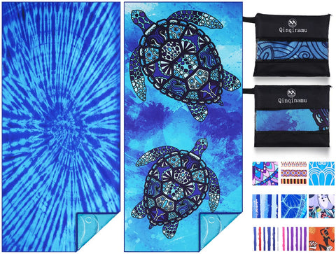 Qinqinamu microfiber beach towel 71x32 absorbs quickly for travel and sun-soaked days.