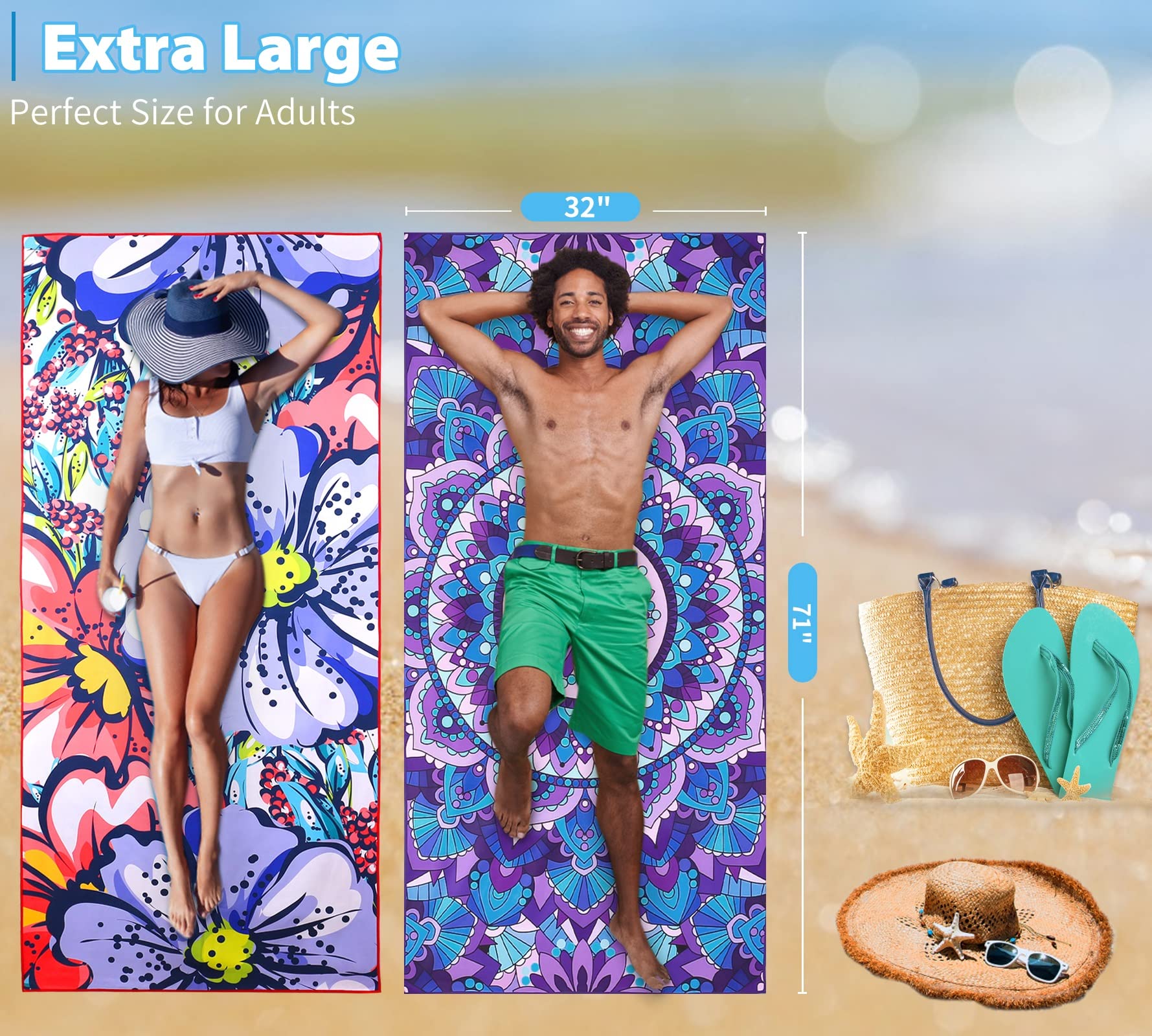Qinqinamu sand-free microfiber towel ready to shake off sand after swimming