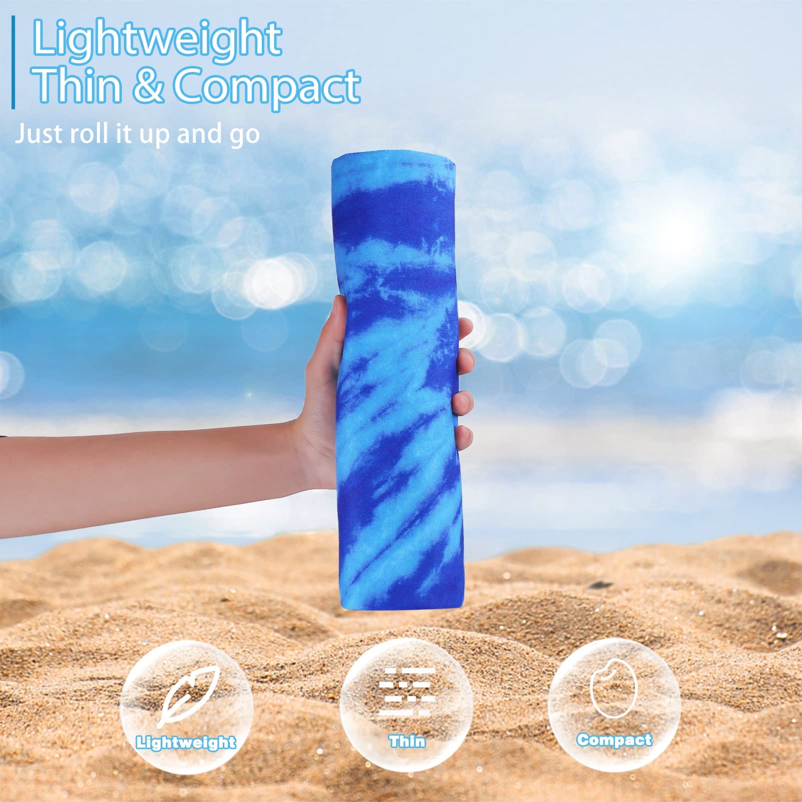 Qinqinamu two-sides printing towel with vibrant patterns for stylish beach days.