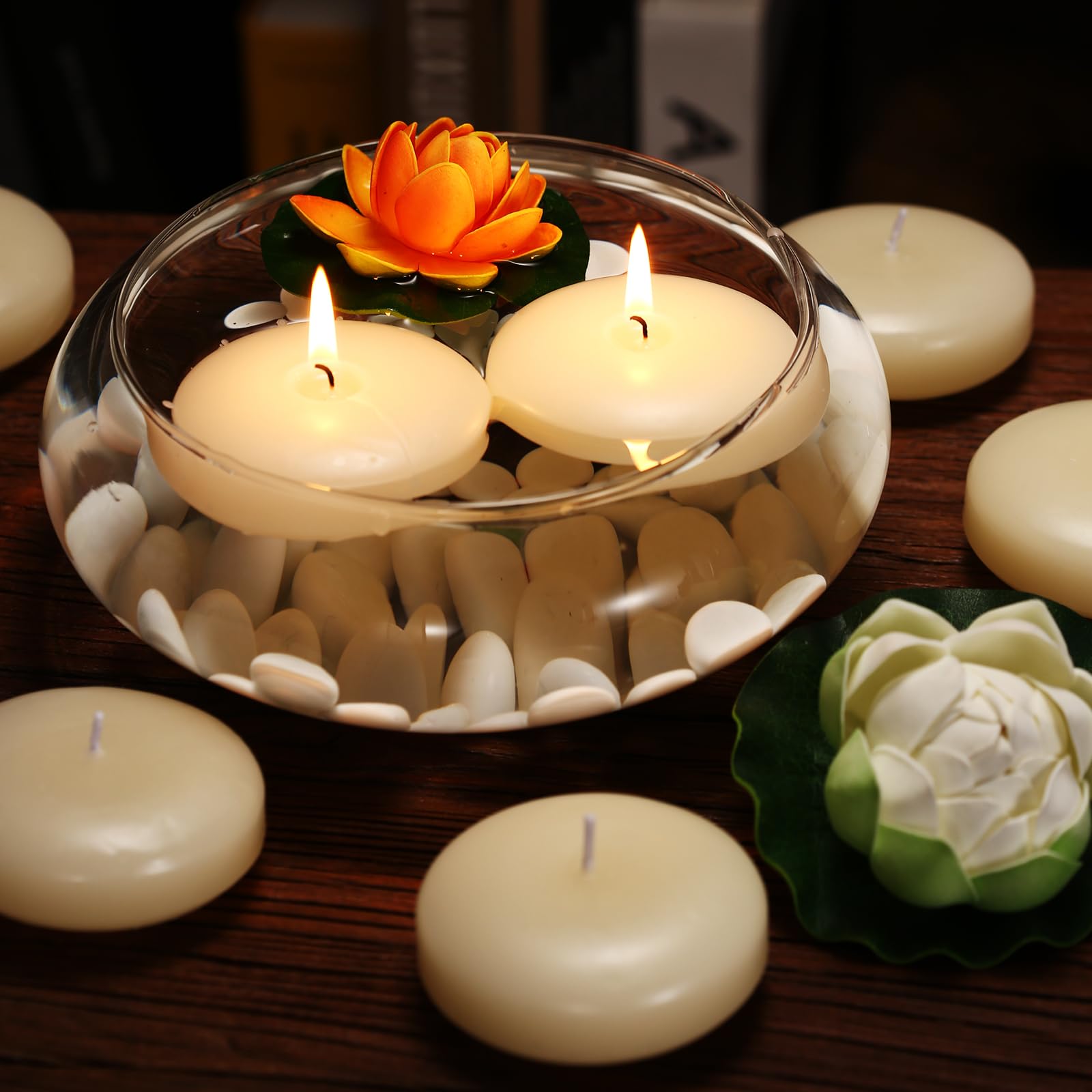 qinxiang unscented floating candle burns clean with smokeless wick