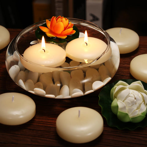 qinxiang unscented floating candle burns clean with smokeless wick
