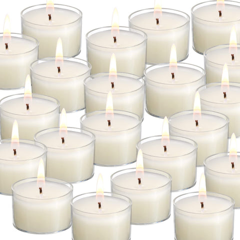 Qinxiang ivory tea light in clear cup glows softly for elegant centerpieces