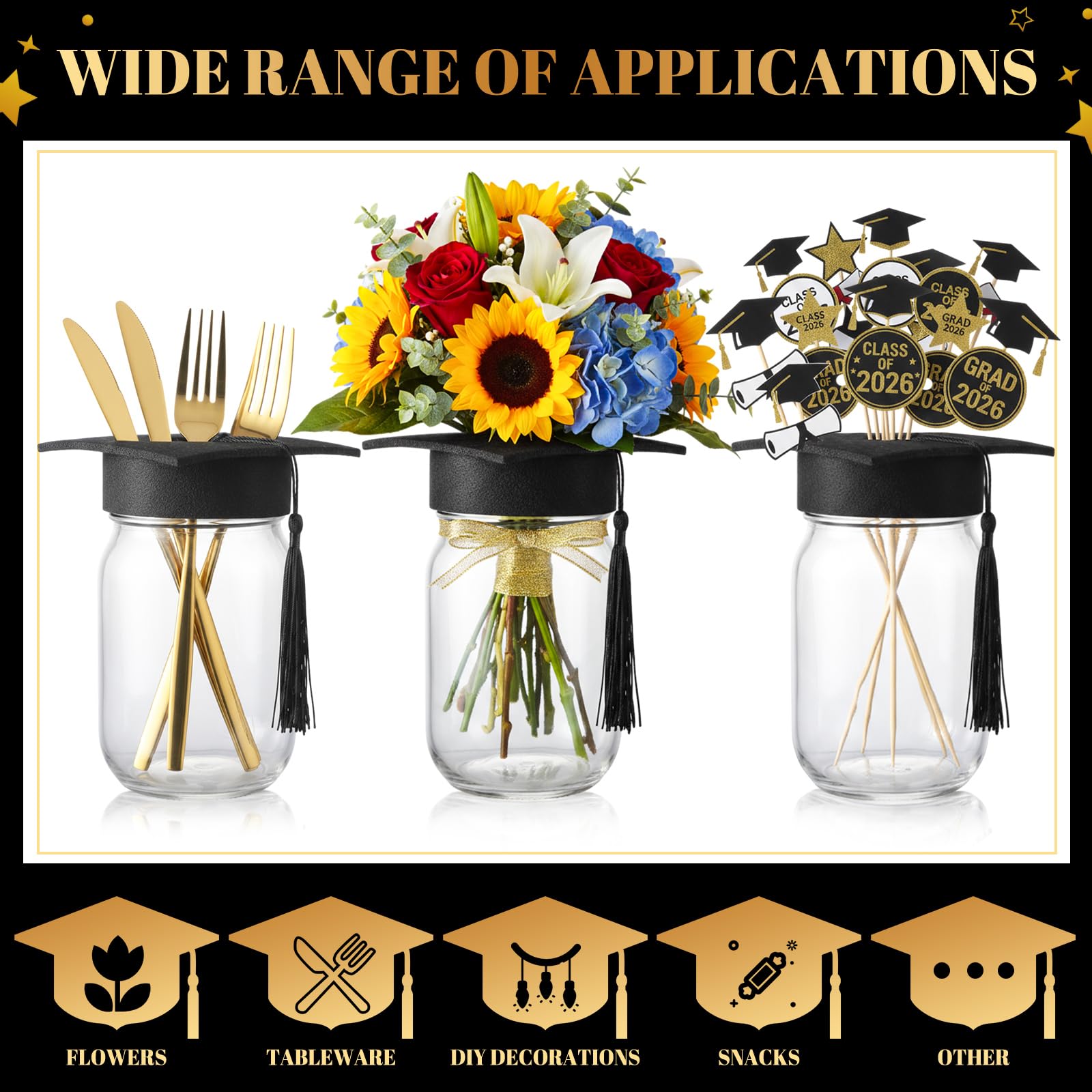 Qinyoung graduation cap jar on table demonstrates centerpiece potential
