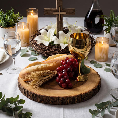 Qinyoung Sacred ritual decor creates warm, reverent church or home tables.