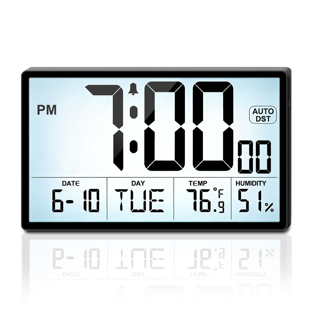 QINYUNE 9-inch clock backlight display adjustable for day or night viewing.