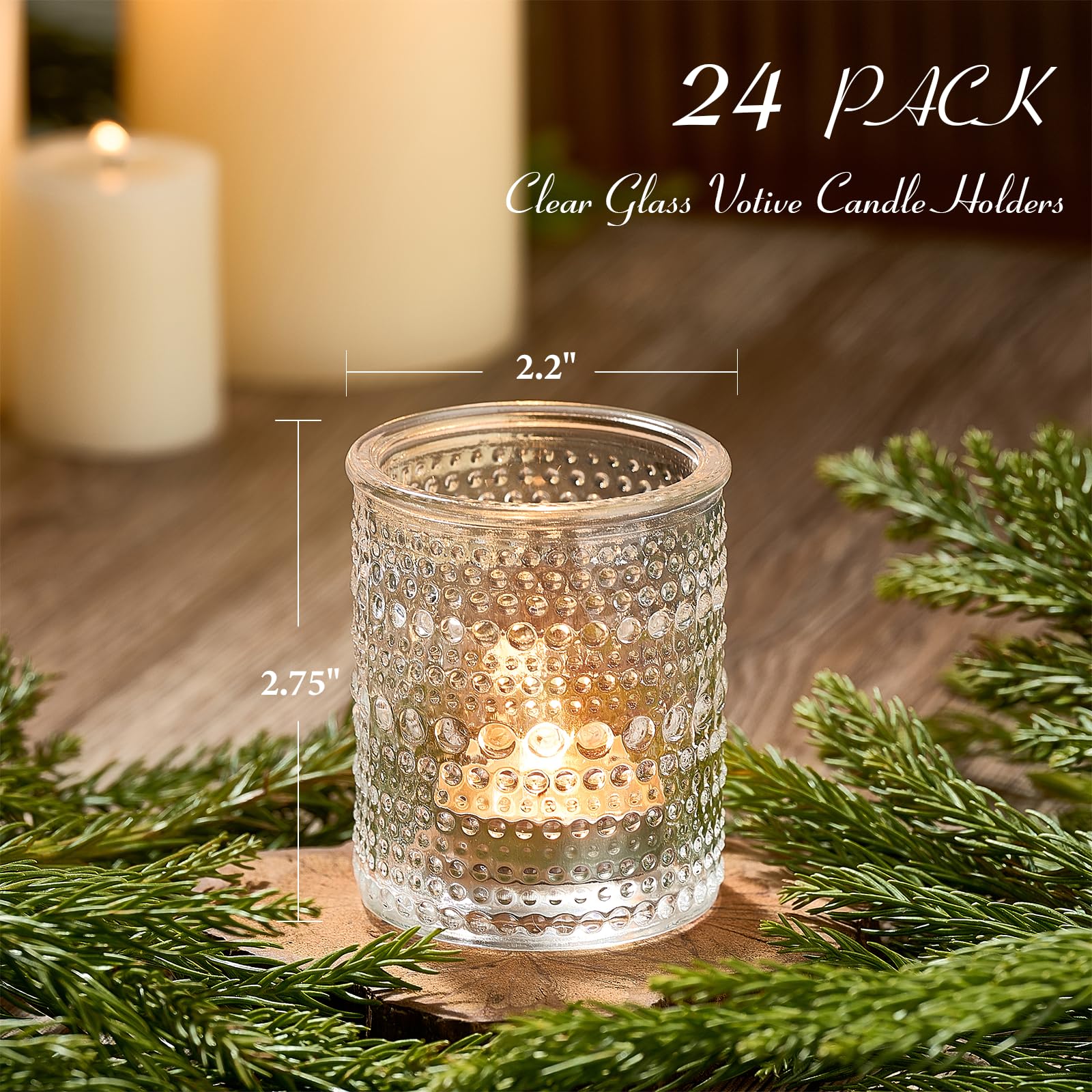 Qipecedm vintage embossed bubble pattern votive holder catches candlelight.