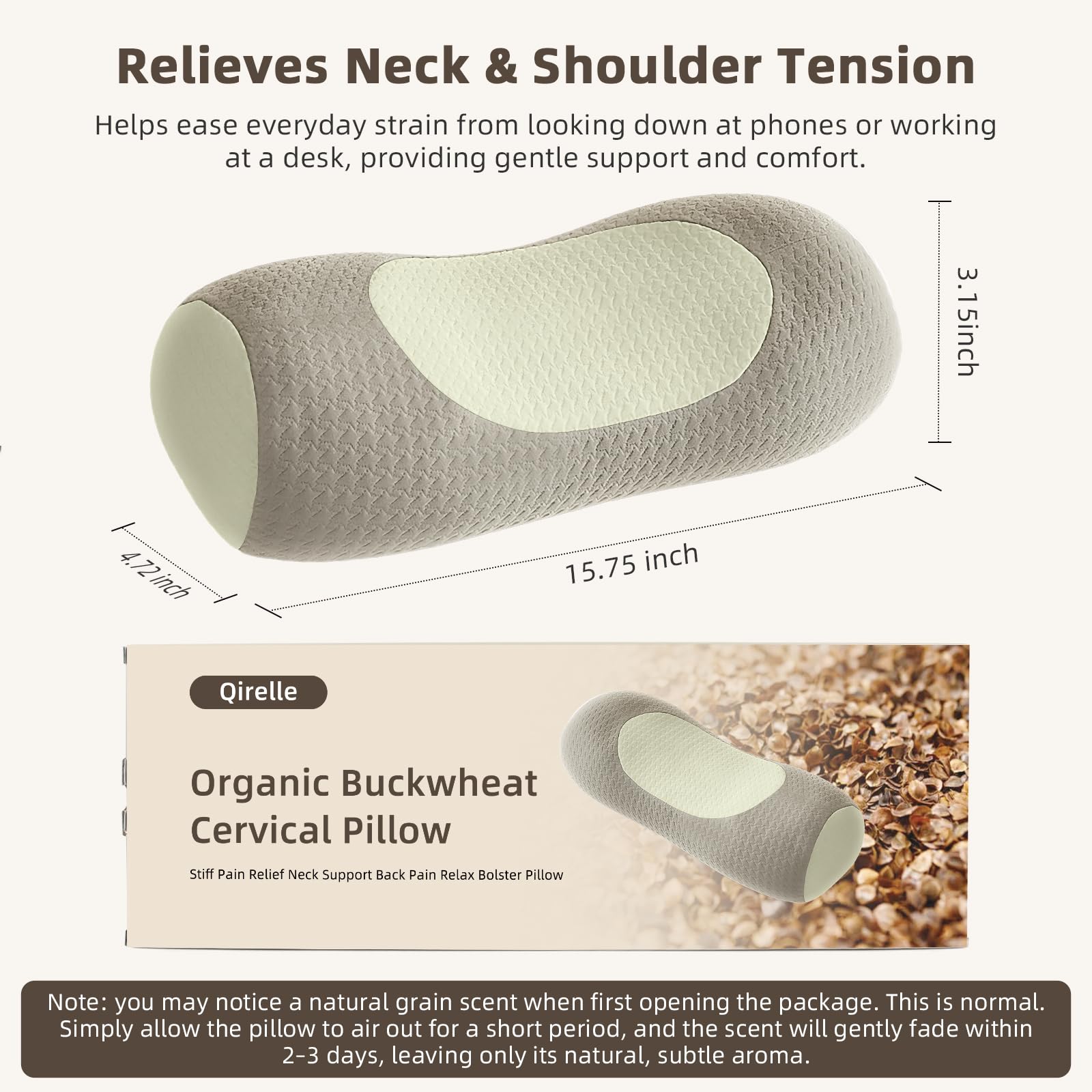 Qirelle pillow in use for side sleep showing spine alignment and comfort.