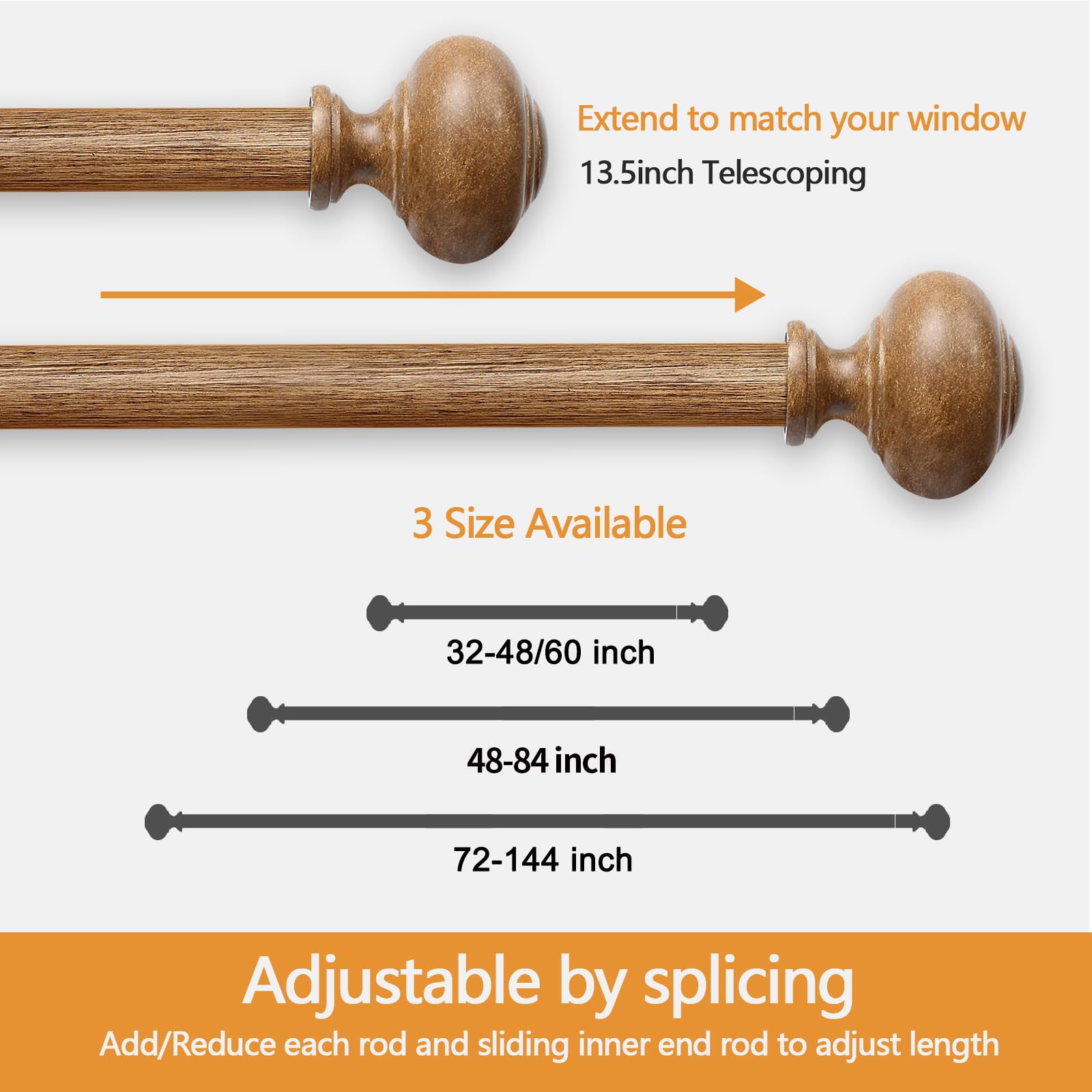 QITERI packaged curtain rod set with complete hardware and instructions visible.