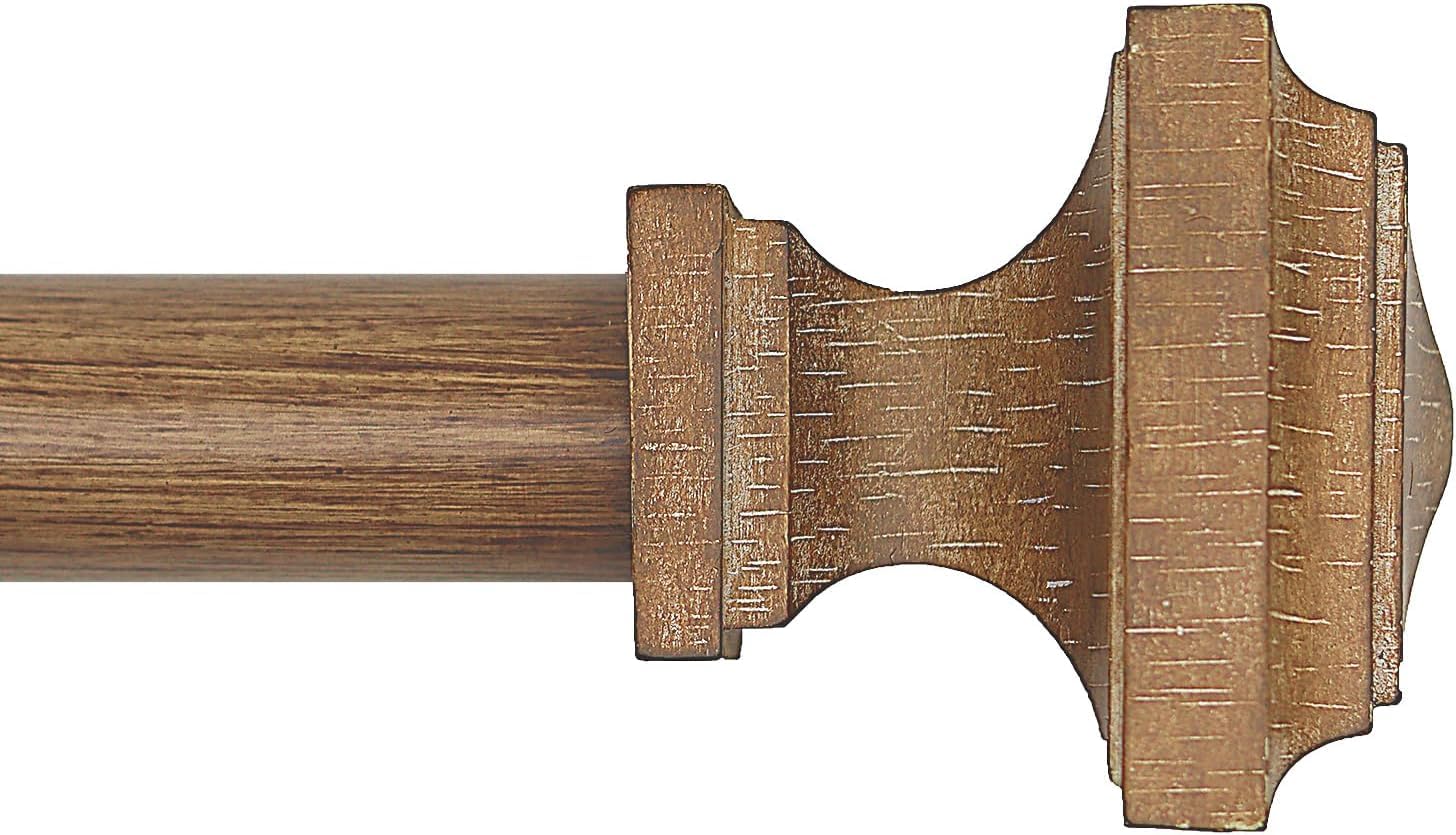 QITERI wood curtain rod 32-88 inch with square finial enhances decor versatility.