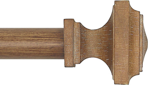 QITERI wood curtain rod 32-88 inch with square finial enhances decor versatility.