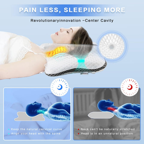 QIUBABYO contour neck-support ergonomic design aligns spine during sleep.