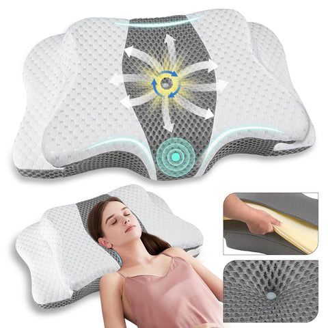 QIUBABYO machine-washable cover keeps pillow fresh.