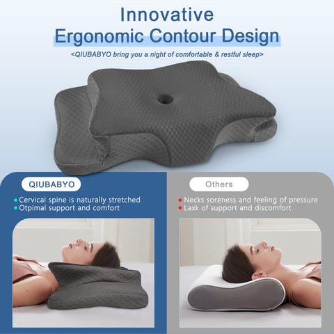 QIUBABYO odorless orthopedic pillow ensures a clean, restful night.