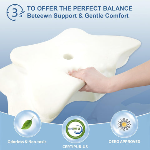 QIUBABYO pillow suitable for side, back, and stomach sleepers.
