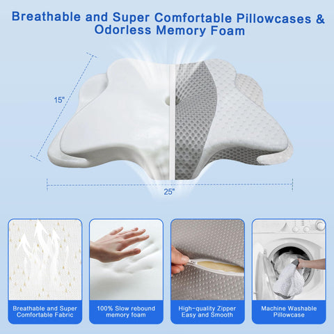 QIUBABYO contoured design supports side, back, and stomach sleepers.