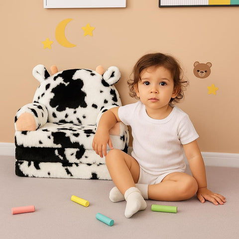 QIUODO foldable kids couch shows 2-in-1 design for quick transitions.