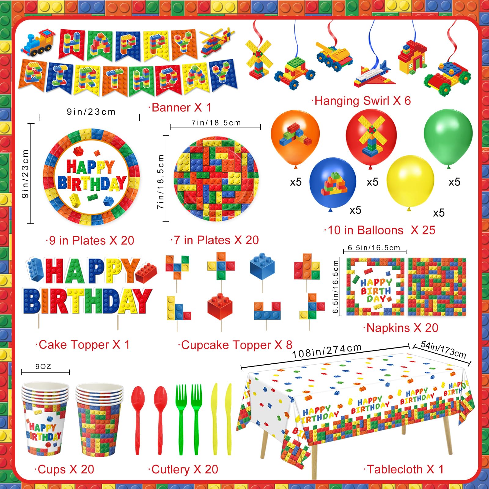 QIYANPAX building-block napkins add color and mess protection for kids' parties