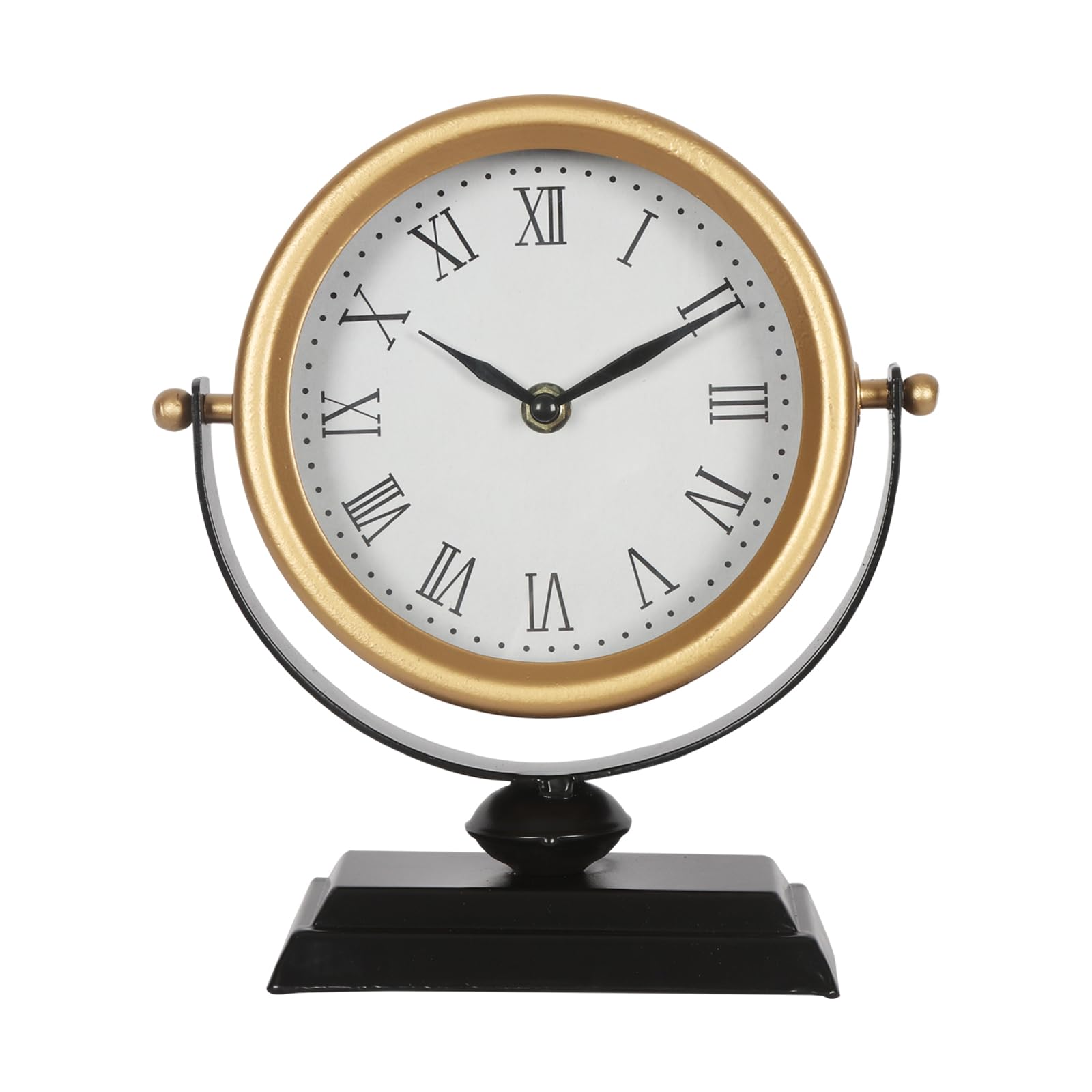 QIYAODECO Desk Clock with golden dial adds vintage charm and easy time reading.