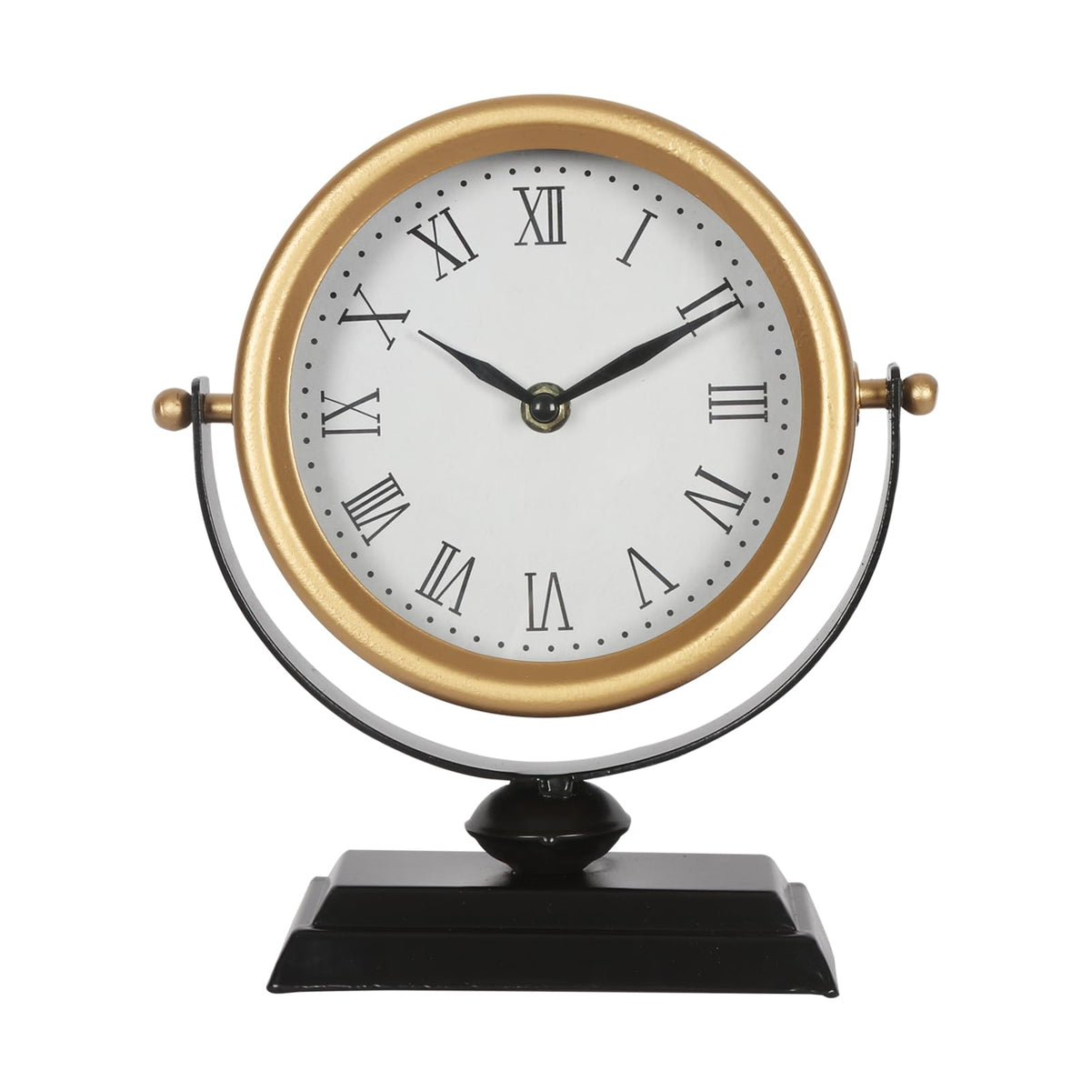 QIYAODECO Desk Clock with golden dial adds vintage charm and easy time reading.