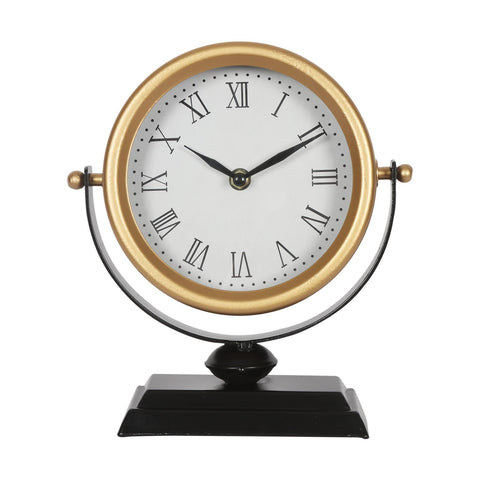 QIYAODECO Desk Clock with golden dial adds vintage charm and easy time reading.