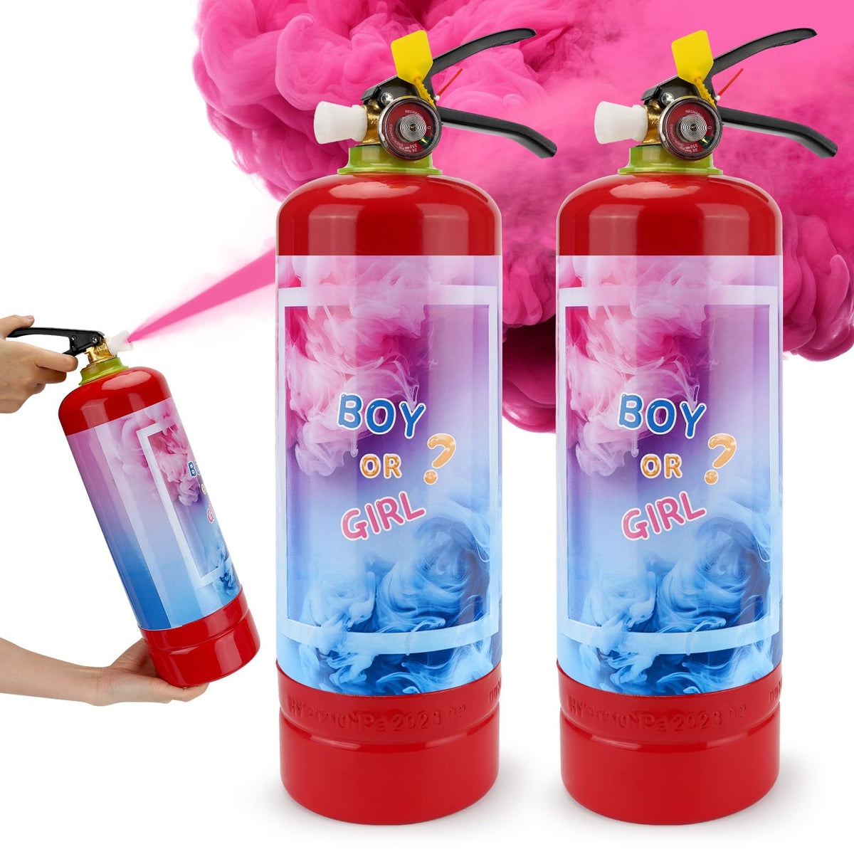 QIYVLOS giant gender reveal pink-pack bottle ready for a dramatic powder reveal