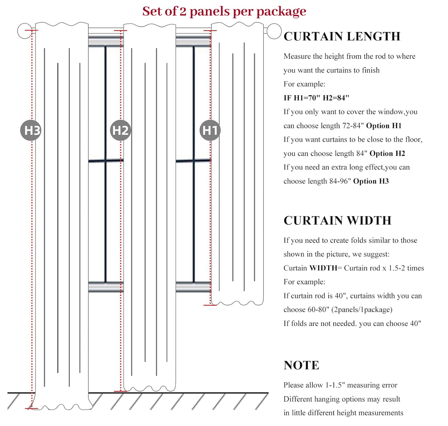QJmydeco two-panel set with rings included for easy installation.