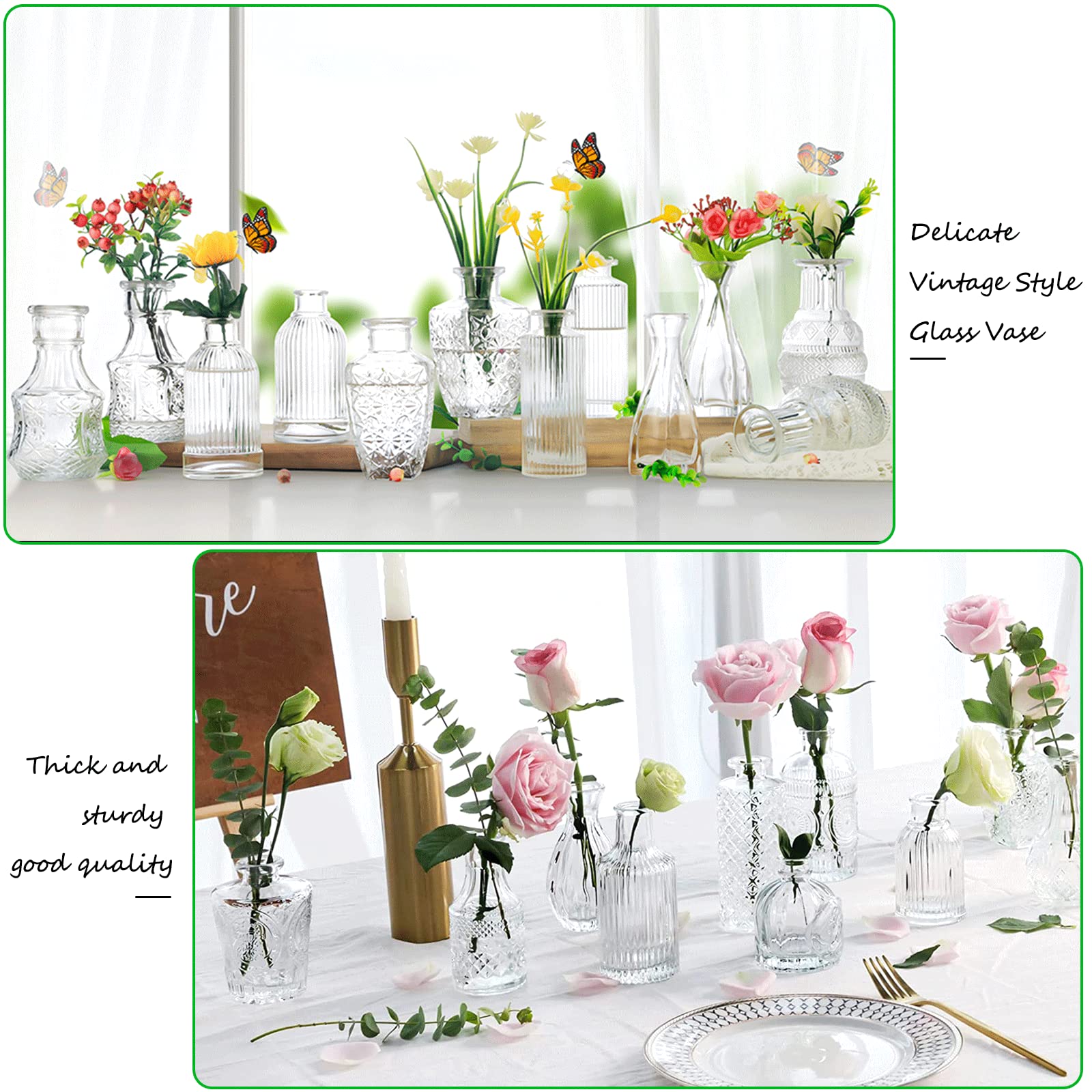 QLOFEI bud vases decorative centerpieces for weddings and home