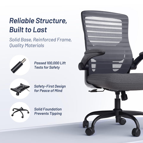 Ergonomic design supports comfortable 8+ hour workdays at the desk.