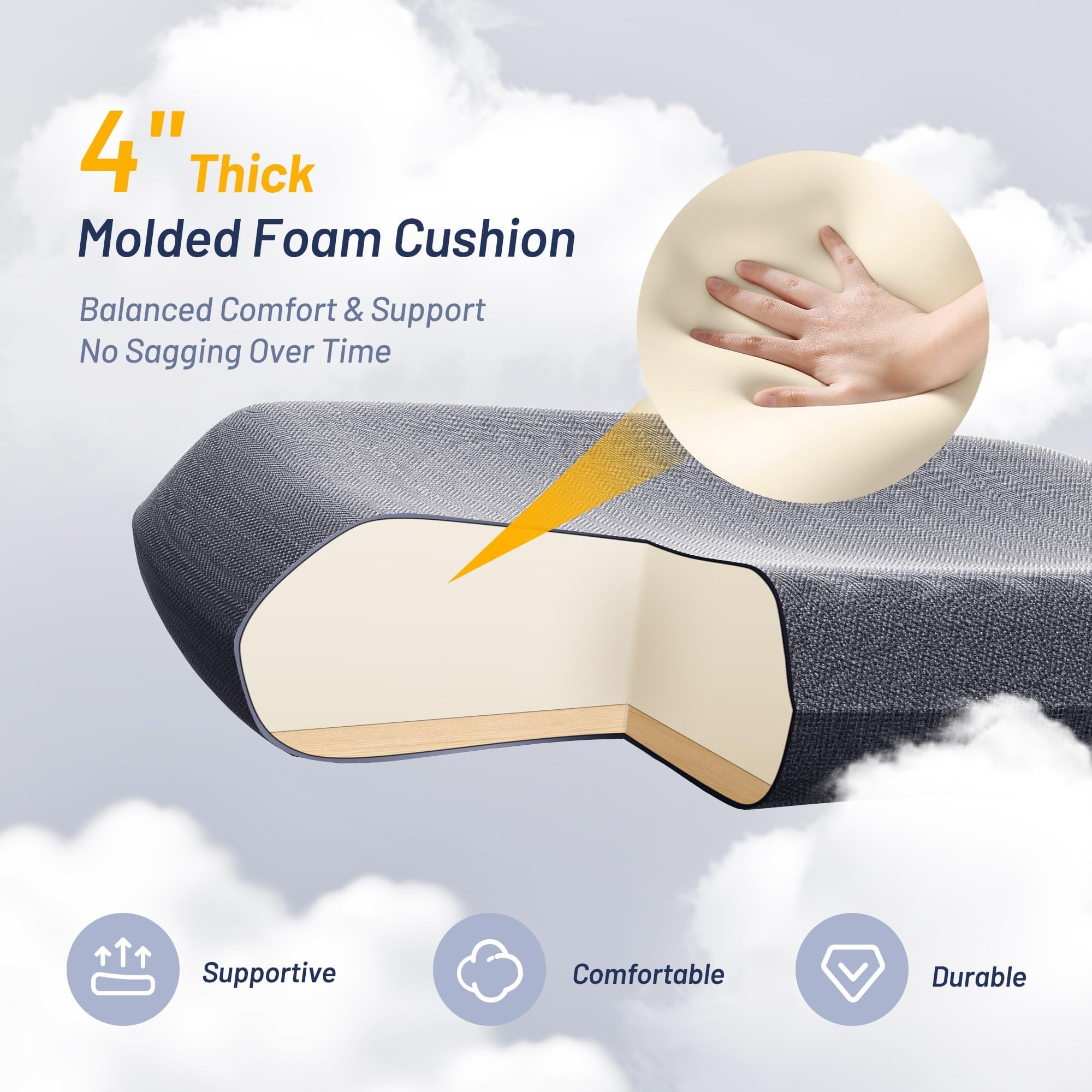 Reinforced metal base and smooth casters for durable daily use.
