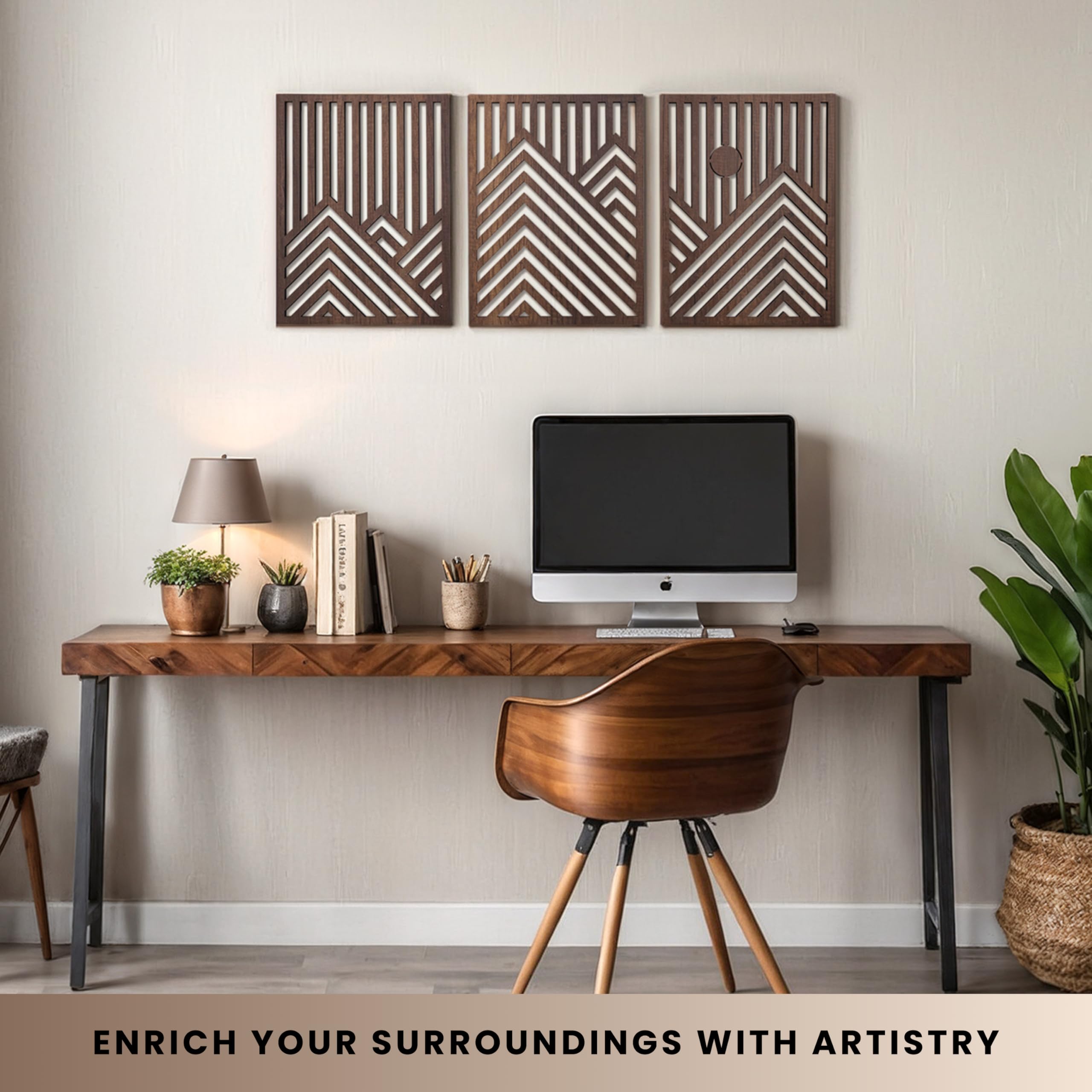 qmmp Modern Wooden Wall Sculpture Walnut Mountain adds durable, timeless appeal.