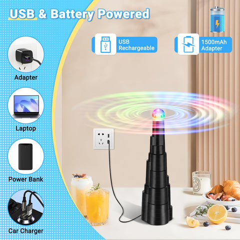 QNIZNOE USB rechargeable fly fan charges via power bank for travel