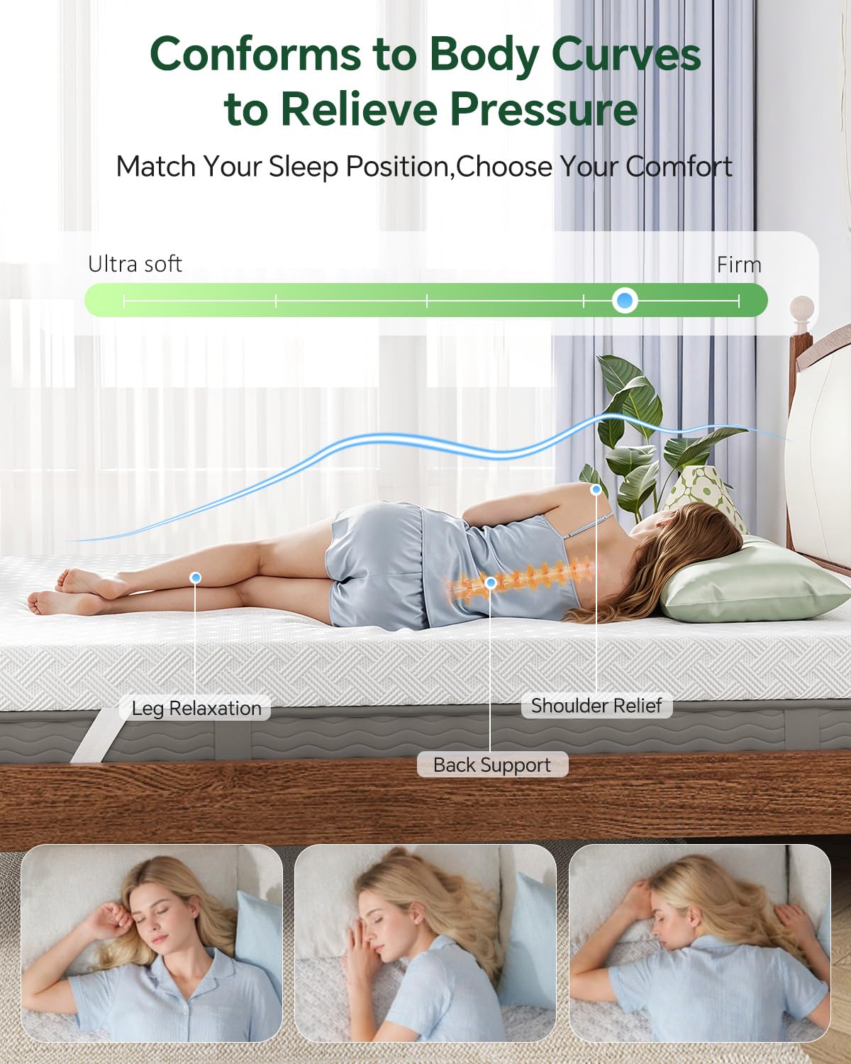 Qocismile dual-sided foam design showing gel side and contoured wave side.