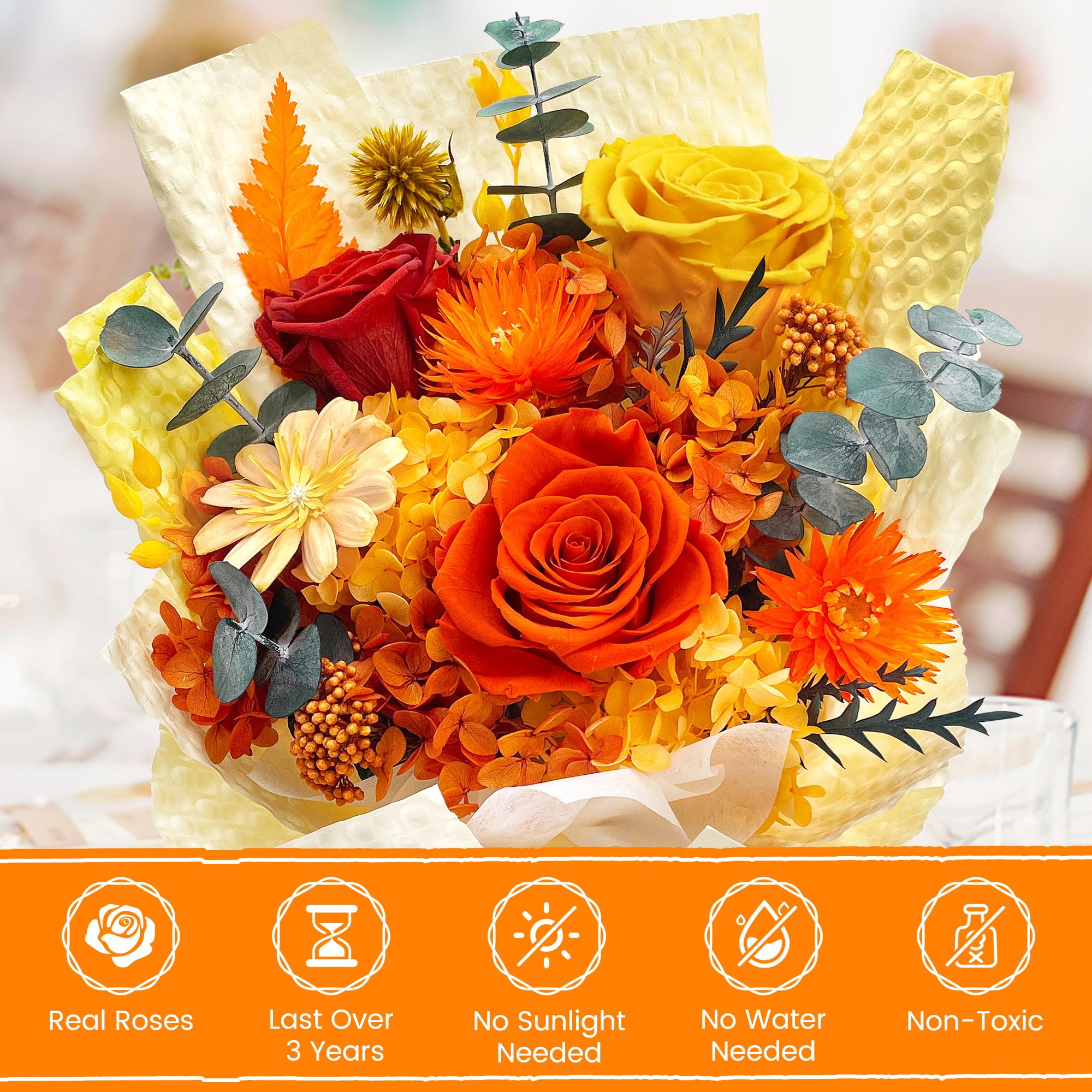 QOEAZY anniversary gift with premium preserved blooms.