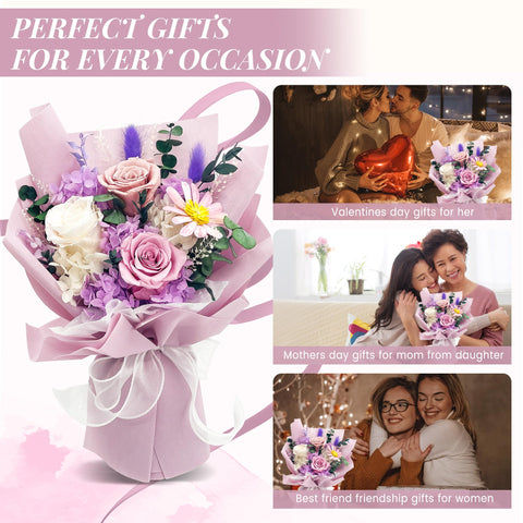 QOEAZY preserved bouquet offers long-lasting beauty beyond fresh flowers.