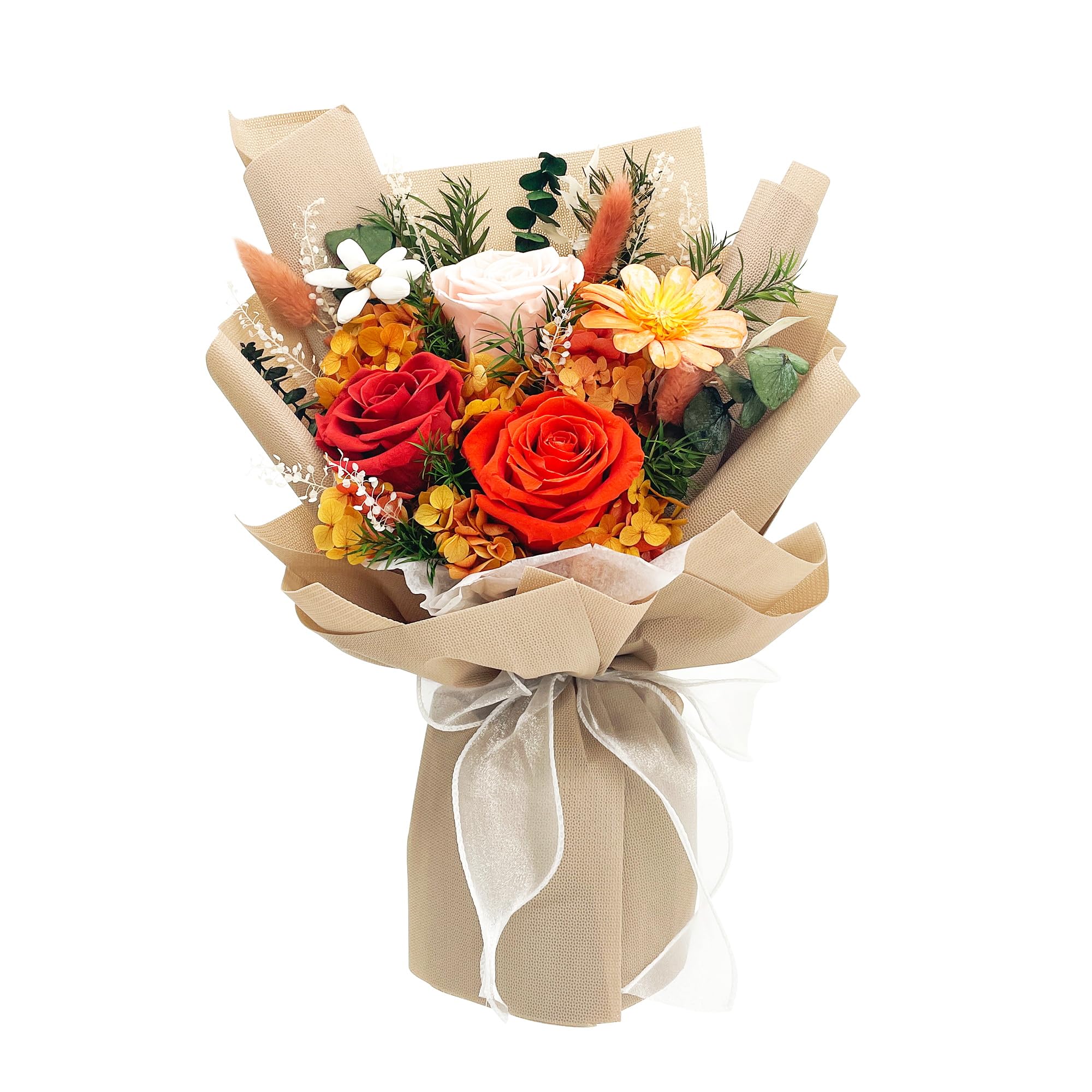 QOEAZY preserved rose bouquet in a gift box, ready for gifting.