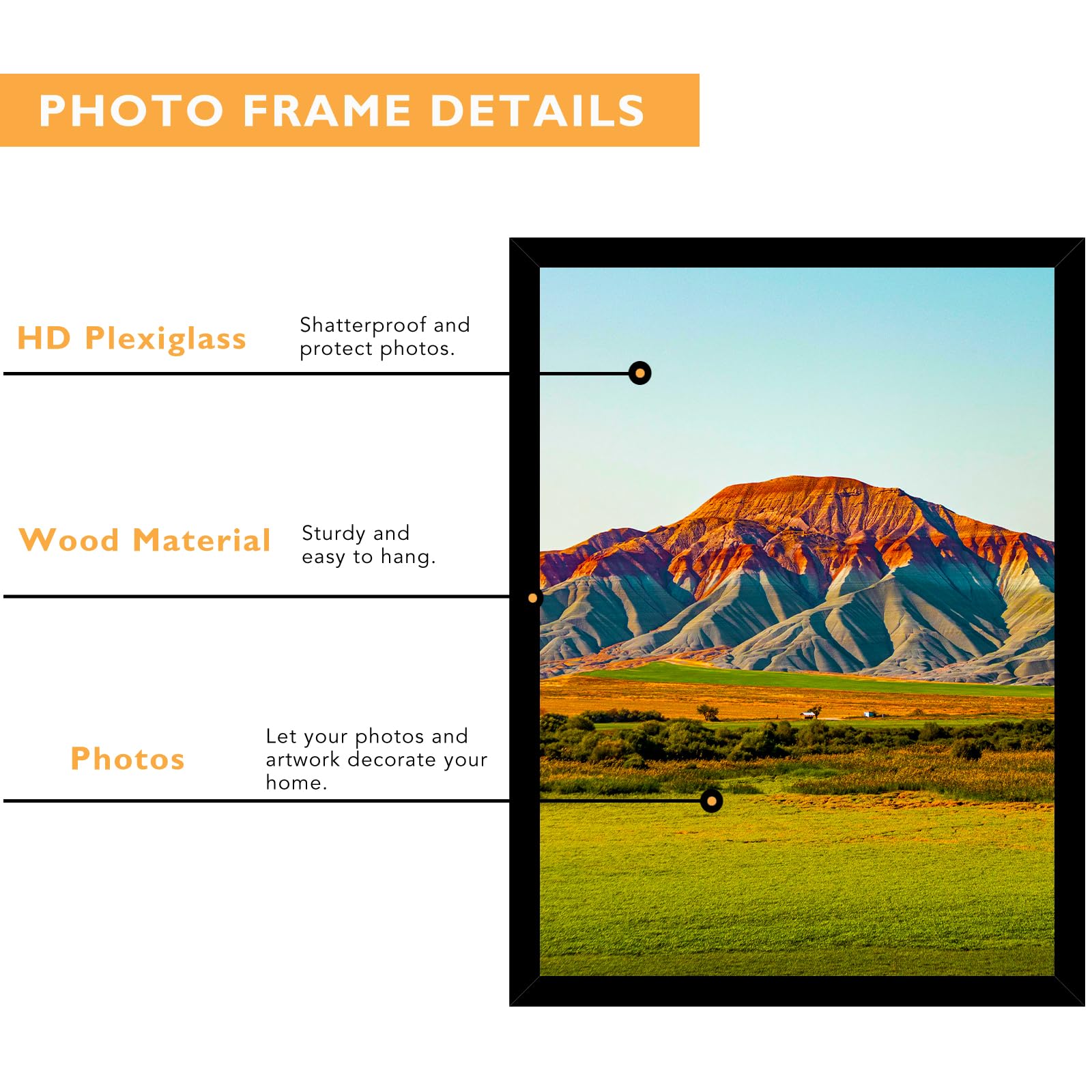 QOTIB 17x22 frame display opening designed to keep photos in place.