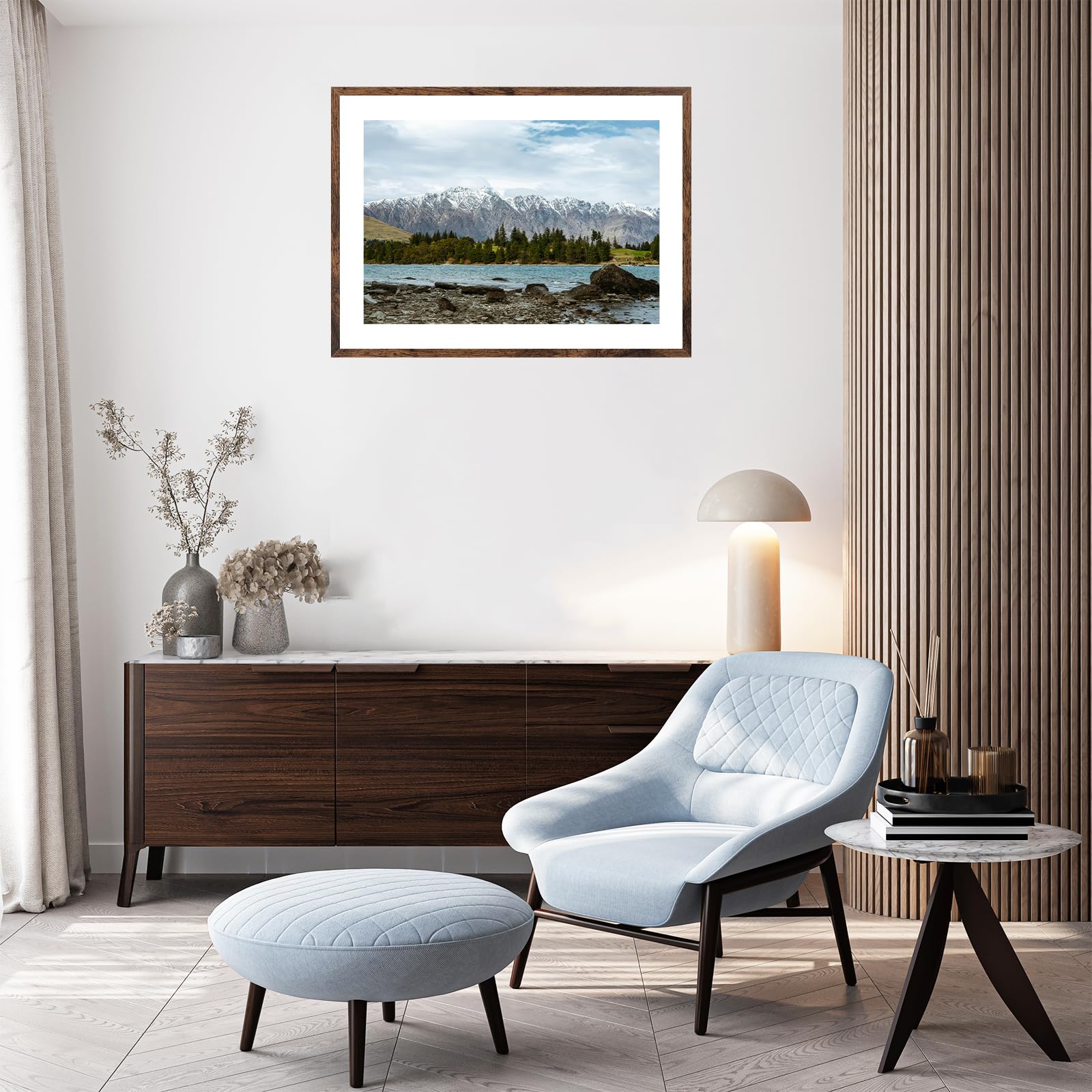 QOTIB wood 20x28 frame side profile with slim borders.