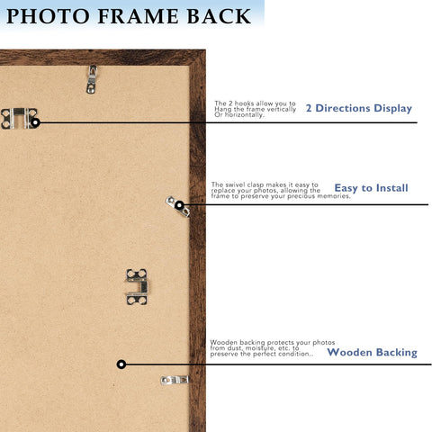 QOTIB wood 20x28 frame mounted on wall for horizontal or vertical display.