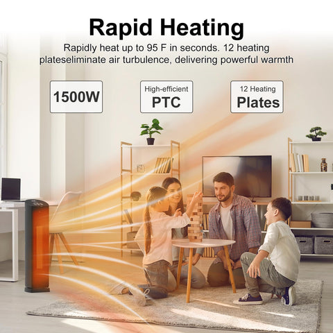 QOWETU space heater LED display for quick temperature checks.