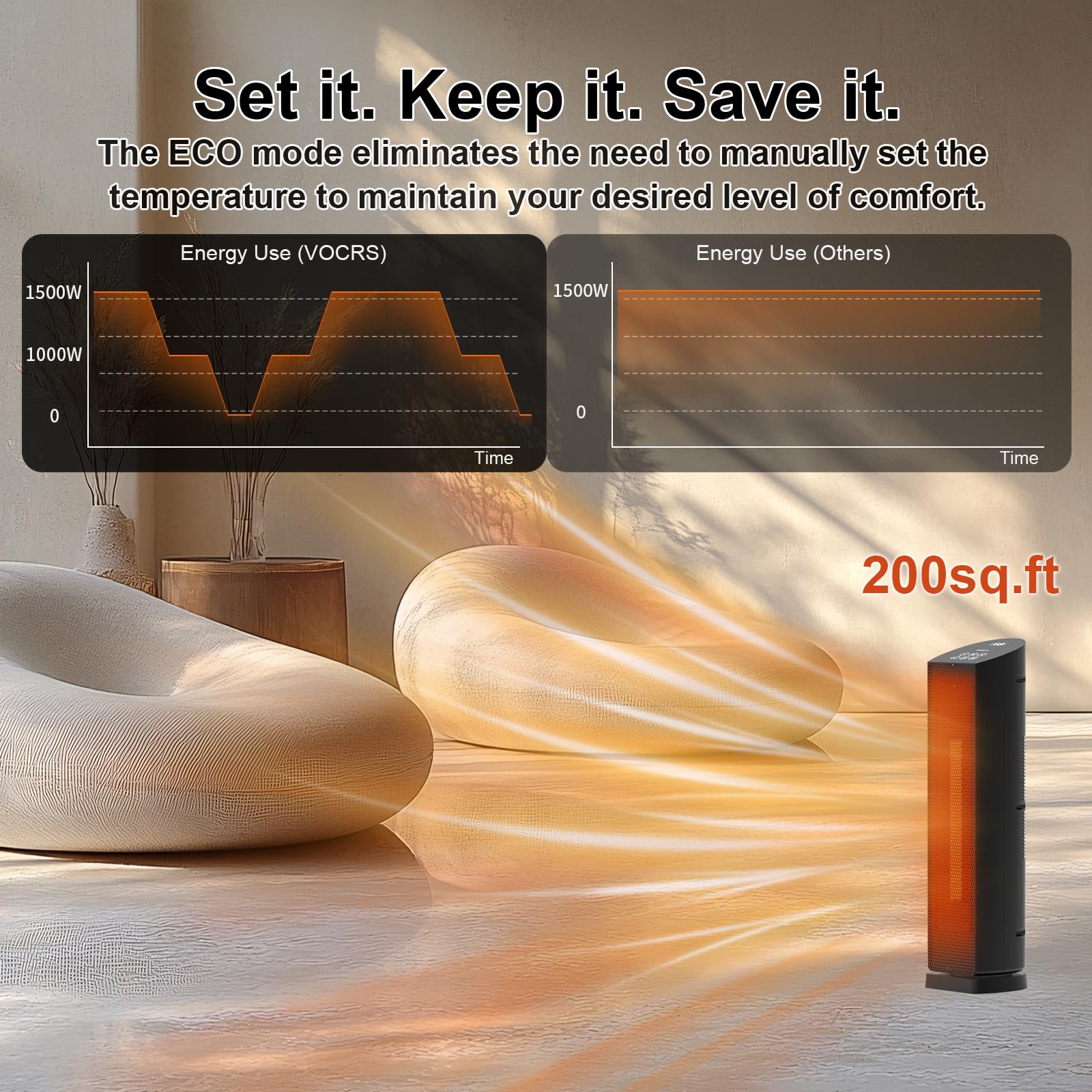 QOWETU heater timer function enables scheduling warmth and energy savings.
