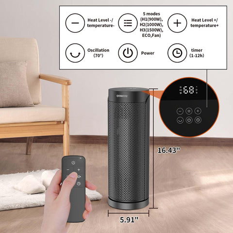 QOWETU top touchscreen controls enable quick adjustments from the heater.