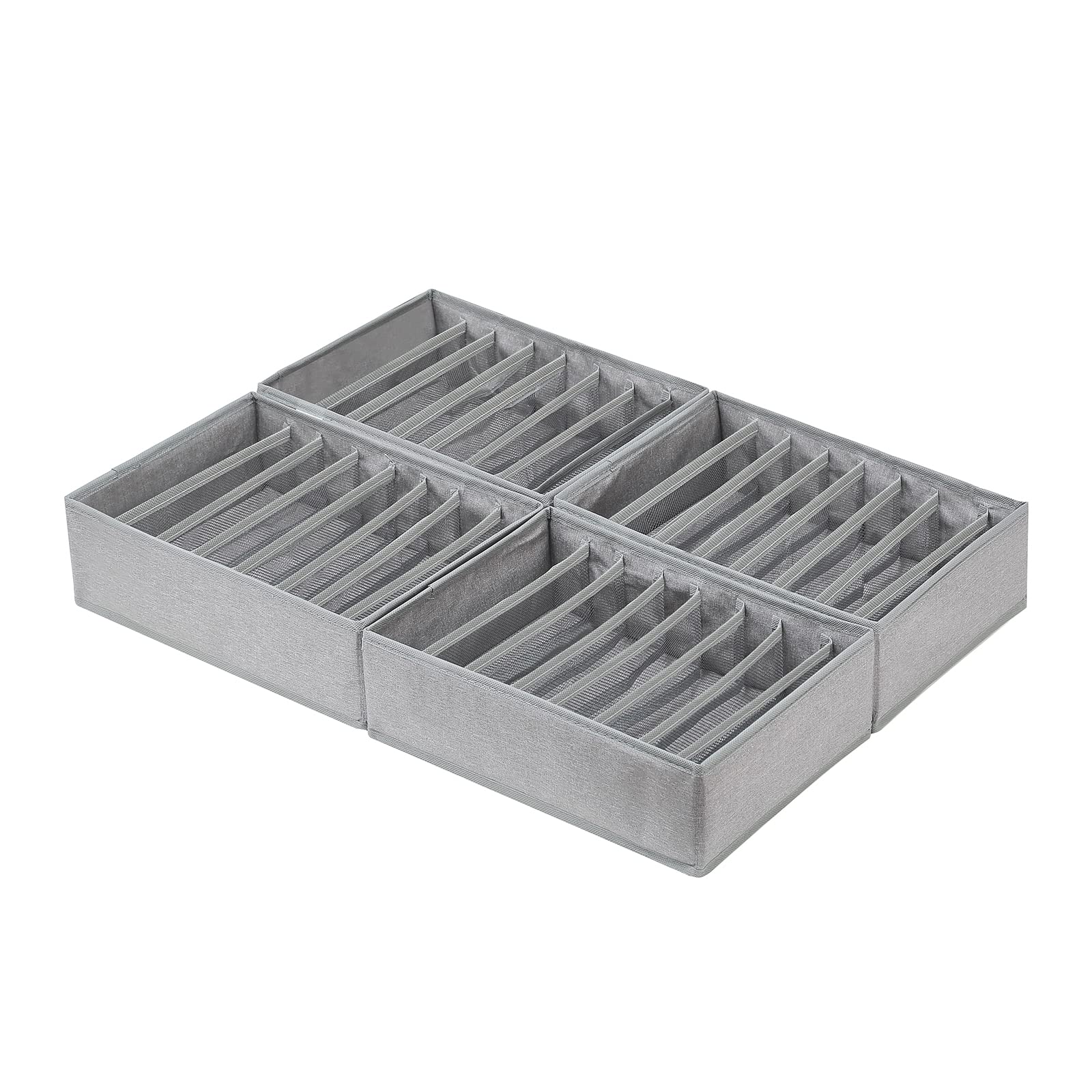Qozary 4-pack drawer organizers with 8-grid small layout keep thin T-shirts neatly separated.