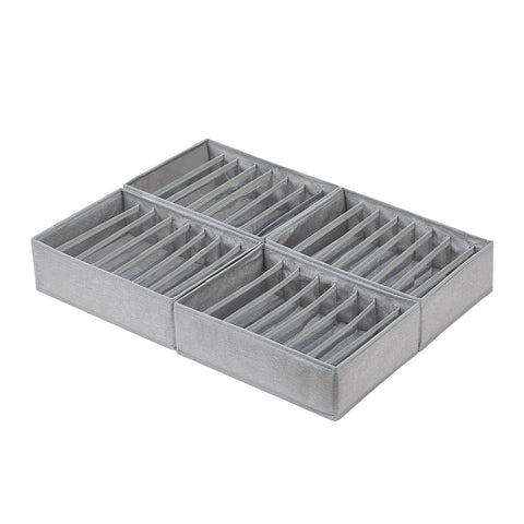 Qozary 4-pack drawer organizers with 8-grid small layout keep thin T-shirts neatly separated.