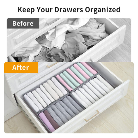 Qozary 4-pack upgrade-height organizer helps adult T-shirts fit without crowding.