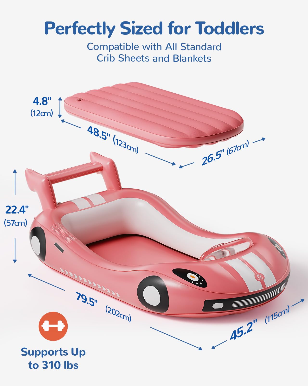 QPAU portable bed with manual pump for quick inflation.